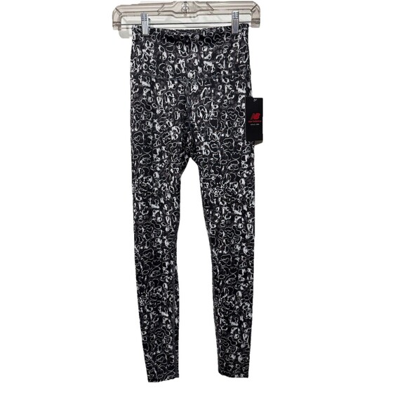 NWT New Balance Matte Shine Sz XS Black and White Pants Yoga Crop Leggings - Picture 1 of 7